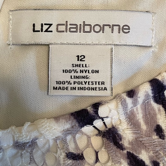 Liz Claiborne White and Purple Floral Midi Dress size 12 lined - Picture 5 of 8